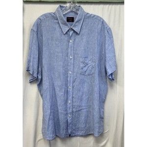 UNTUCKit Montu Chambray Shirt Men XL Blue Tropical Floral Short Sleeve Button Up